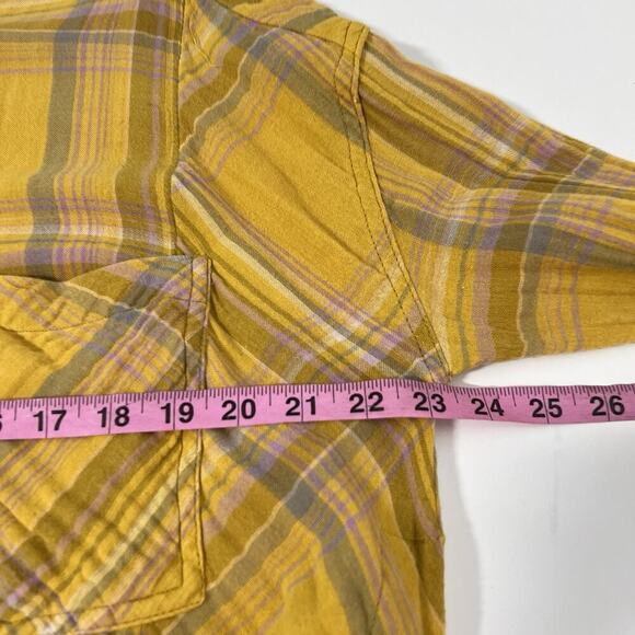 Free People Nordic Day Plaid Long Sleeve Button Down Shirt Tunic M Side Ties - Picture 13 of 15